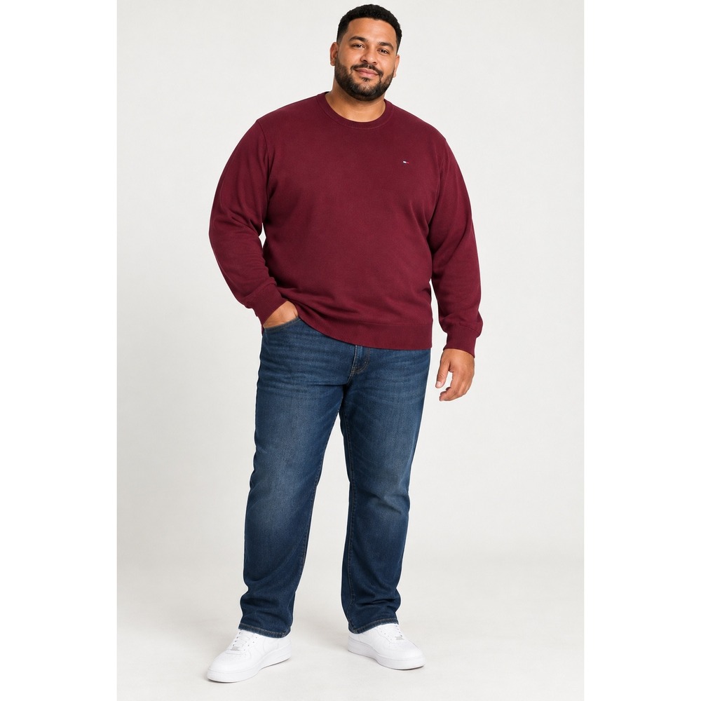 Tommy Hilfiger Men's Burgundy 100% Cotton Crewneck Sweater Classic Logo 3X NWT